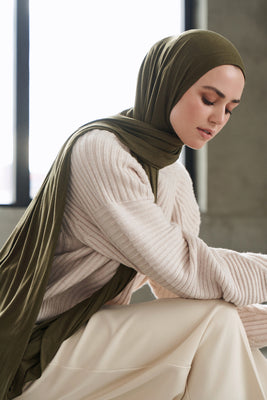 Premium Jersey Hijab - Dark Olive